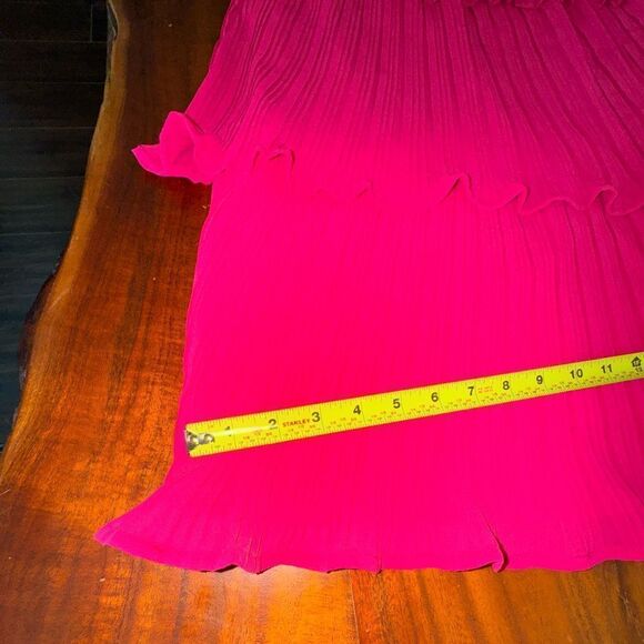 ZESICA SLEEVELESS HALTER TIE NECK RUFFLE TIERED MIDI DRESS IN PINK NWT SZ LARGE - Picture 13 of 16